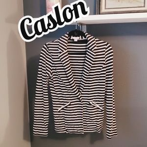 GUC Caslon black and white strip blazer
